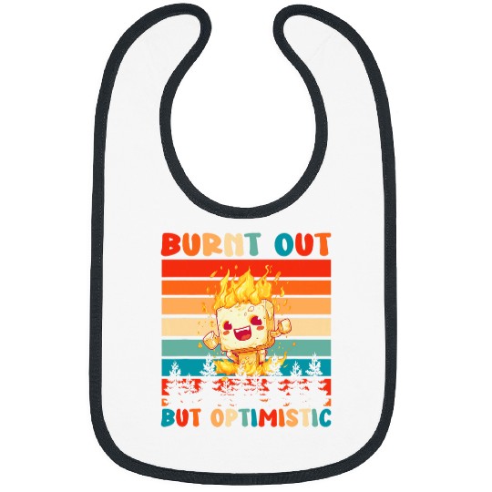 Burnt Out But Optimistic Funny Marshmallow Retro Camping 11 Bibs