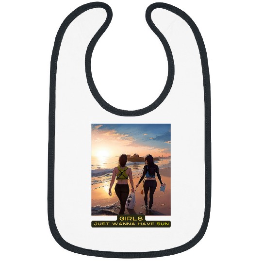 Girls Just Wanna Have Sun two beach combers sand surf Bibs