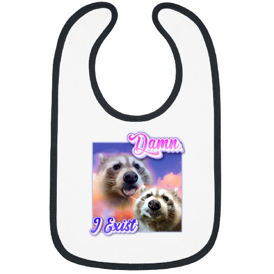 Raccoon Pet Dank Meme Raccoon Philosophy Dang I Exist Funny Zoomer Bibs