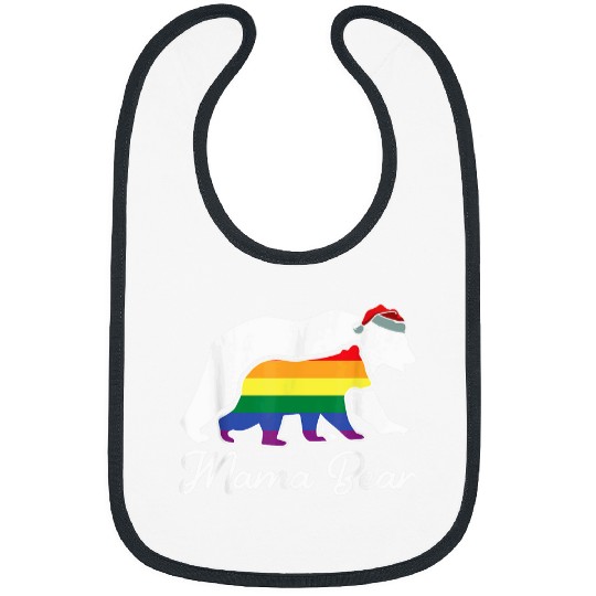 Bear Pet Mama Bear Christmas LGBTQ Gay Pride Rainbow Flag xmass Mom Bibs