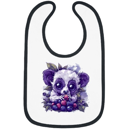 Lemur Pet Blueberry Lemur Artwork Cute Lemur Blueberry Fruit Drawing Bibs