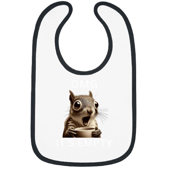 Coffee Fun OMG It s Empty Coffee Surprised Squirrel funny humor Bibs