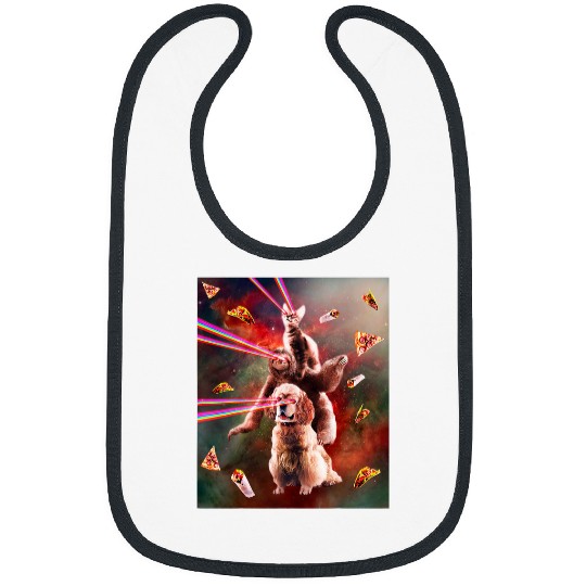 Sloth Pet Laser Eyes Space Cat Riding Sloth Dog Rainbow 11 Bibs