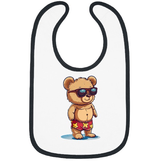 Bear Pet Funny Vacation Bear in swimming trunks Outfit Bibs