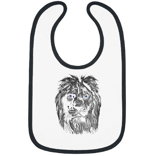 Lion Pet Head With Blue Eyes For Lovers Lions King of Animals Bibs