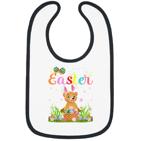 Bear Pet Bear Bunny Egg Hunting Funny Bear Happy Easter Bibs