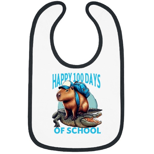 capybaras Pet Funny Happy 100 Days Of Me capybaras Crocodile Wildlife Bibs