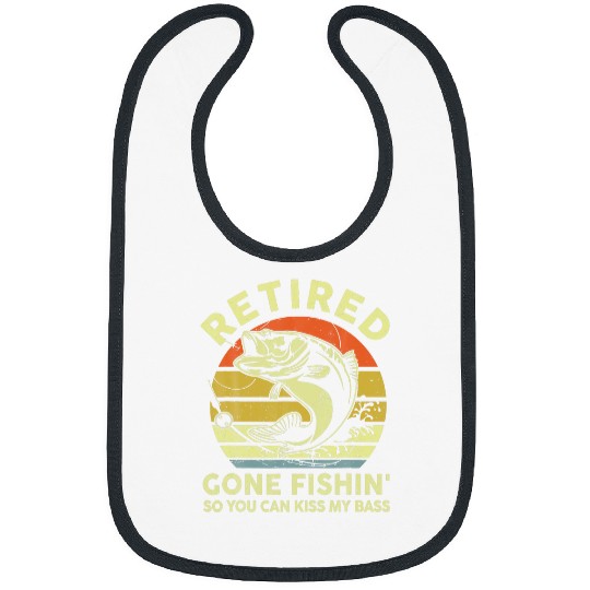 Bass Fish Papa Grandpa Retirement Funny Retired Gone Fishing Bibs