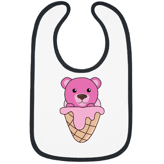 Bear Pet Bear Strawberry Ice Cream Waffle Cute Animals Funny Bears Bibs