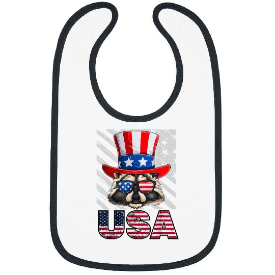 Raccoon Pet Happy 4th of july american flag patriotic usa flag Raccoon Bibs