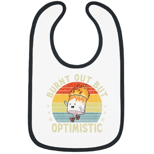 Burnt Out But Optimistic Funny Marshmallow For Camping Retro 1 Bibs