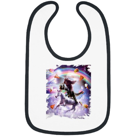 Sloth Pet Laser Eyes Space Sloth on Dinosaur Unicorns Rainbow 7 Bibs