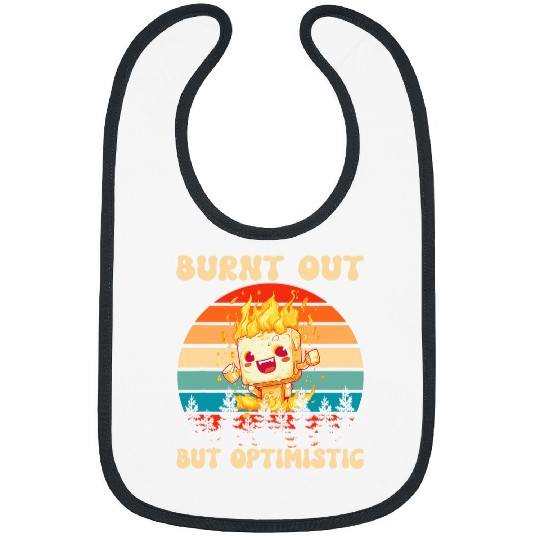 Burnt Out But Optimistic Funny Marshmallow Retro Camping 7 Bibs