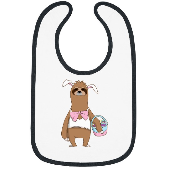 Sloth Pet Lazy Bunny Funny Sloth With Easter Rabbit Ears So Eggcited Bibs