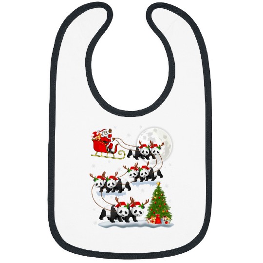 Panda Pet Funny xmass Lighting Tree Santa Riding Panda Christmas Bibs
