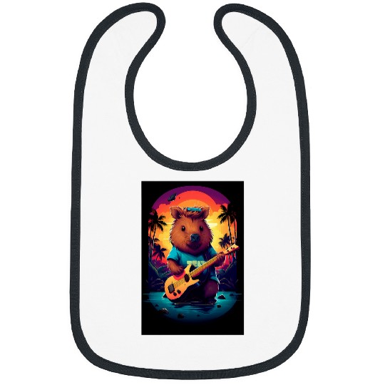 capybaras Pet Rockstar Rock Groove Concert Melody Jam Session Bibs