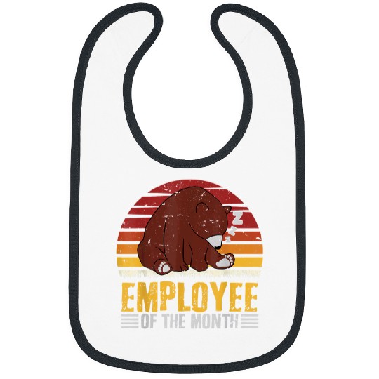 Bear Pet Employee of the month Cute Bear Retro Vintage Bibs