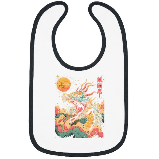 Dragon Pet Kaiju Monster Japanese Art Legendary Rare Dragon Rainbow Bibs