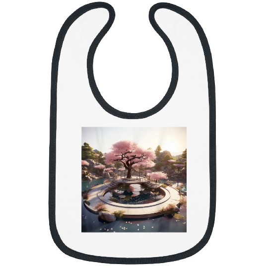 Cherry Blossom Rhapsody Circular Oasis Reflective Serenity Bibs