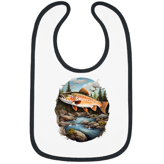 fishing trout rainbow brook fisherman freshwater angler fish 7 Bibs