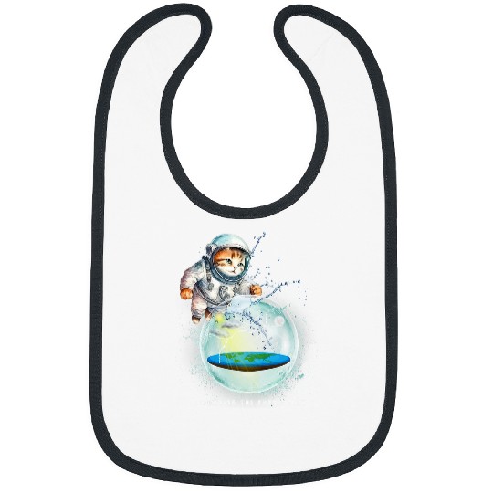 Funny Cat Exploring Firmament Flat Earth Astronaut Space Bibs