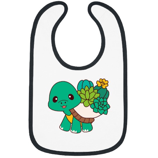Turtle Pet Cute Kawaii Turtle With Succulent Cactus Bibs