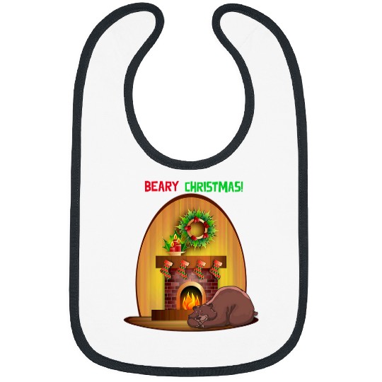 Bear Pet Beary Christmas Sleeping Bear with Fireplace Bibs