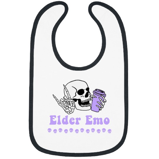 Coffee Fun Elder Emo Goth Skeletons and Coffee Retro Groovy Purple Bibs