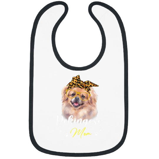 pekingese mom leopard print dog lovers 2 Bibs
