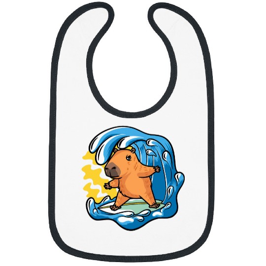 capybaras Pet Rodent Beach Surfing Waves Ocean Surfer Bibs