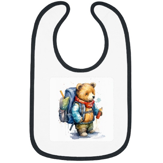 Bear With A Backpack Bear Wearing Hiking Backpack Animal 1 Bibs