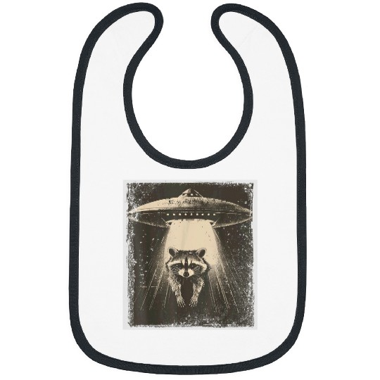 Raccoon Pet UFO Raccoon Alien Funny Art Vintage Bibs