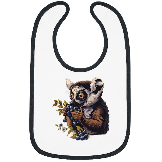 Lemur Pet Blueberry Lemur Blueberries Artwork Motif Wildlife Nature Bibs