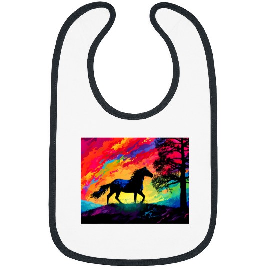 Horizon Gallop Colorful Silhouettes Horse Lover Equestrian 1 Bibs