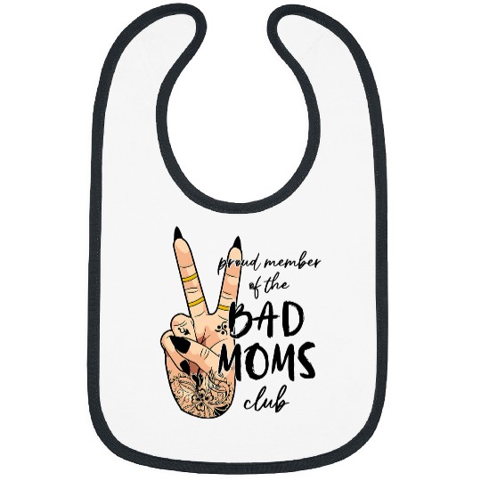 Funny Messy Bun Proud Member Of Bad Moms Club Tattoo Leopard Bibs