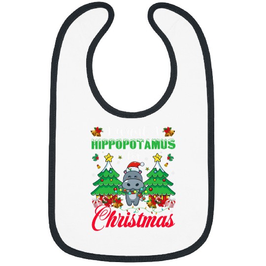Hippo Pet I Want A Hippopotamus For Christmas Cute xmass Costume Bibs