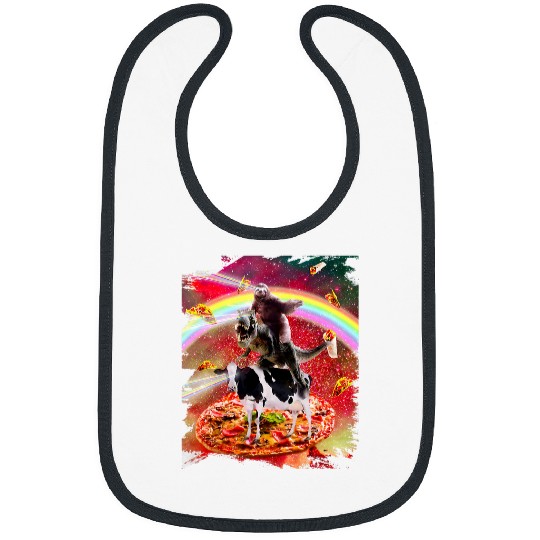 Sloth Pet Laser Eyes Space Sloth On Dinosaur Cow Rainbow 2 Bibs