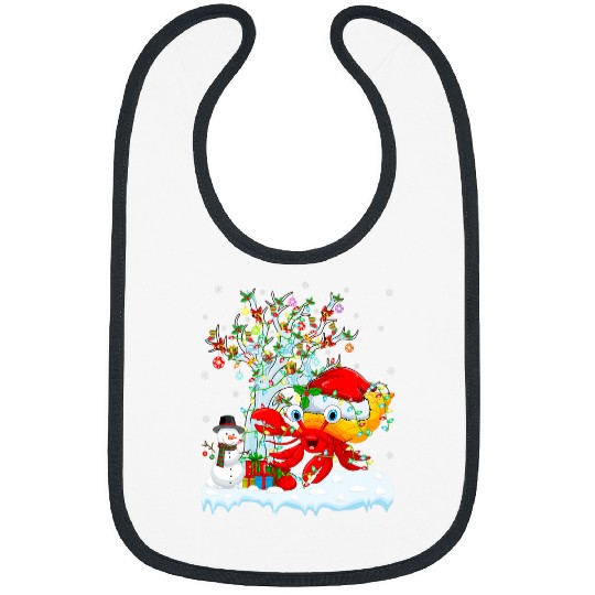 Funny Crab xmass Tree Lighting Santa Hermit Crab Christmas Bibs