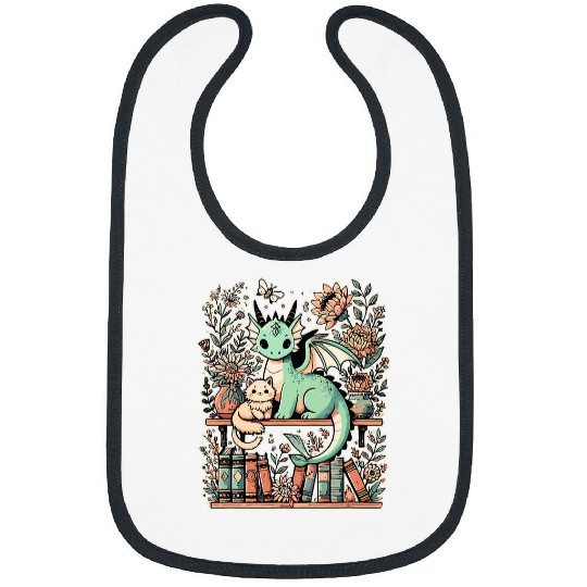 Dragon Pet Boho Librarian Booklover Cottagecore Fantasy Dragon Cat Bibs