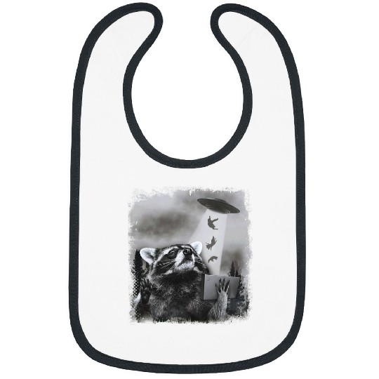 Raccoon Pet UFO Funny Raccoon Taking Selfie Trash Panda Racoon Bibs