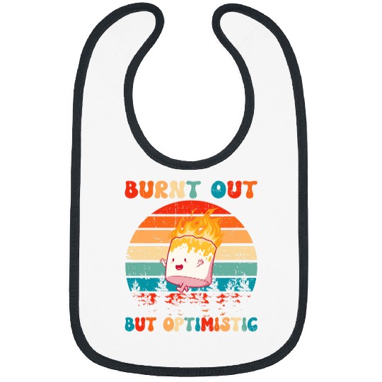 Burnt Out But Optimistic Funny Marshmallow Retro Camping 4 Bibs