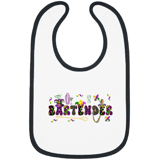 Bartender Mardi Gras Symbols Masked Jester Hat Job Team Bibs