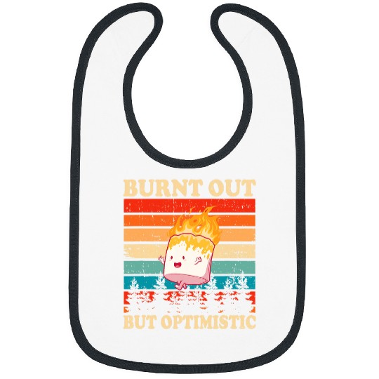Burnt Out But Optimistic Marshmallow Retro Sunset Camping Bibs
