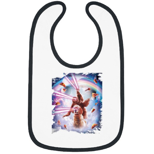 Sloth Pet Laser Eyes Space Cat Riding Sloth Dog Rainbow 1 Bibs