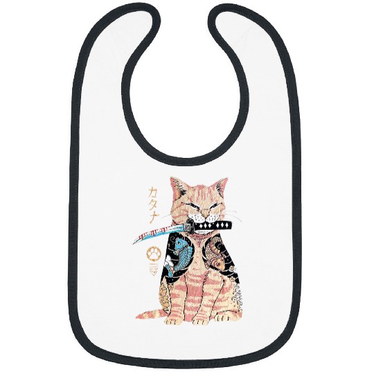 Funny Yakuza Cat Japanese Tattoo swords I Do What I Want Cat Bibs