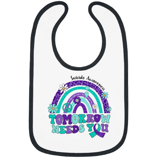 Groovy Tomorrow Needs You Rainbow Leopard suicides Awareness Bibs
