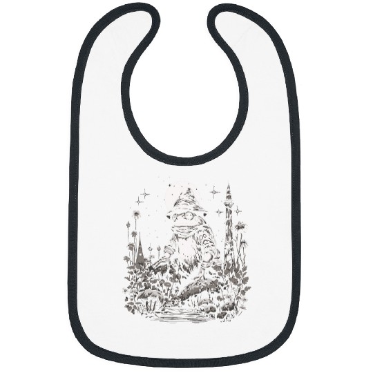 Funny Frog Wizard Cottagecore Mushroom Bibs