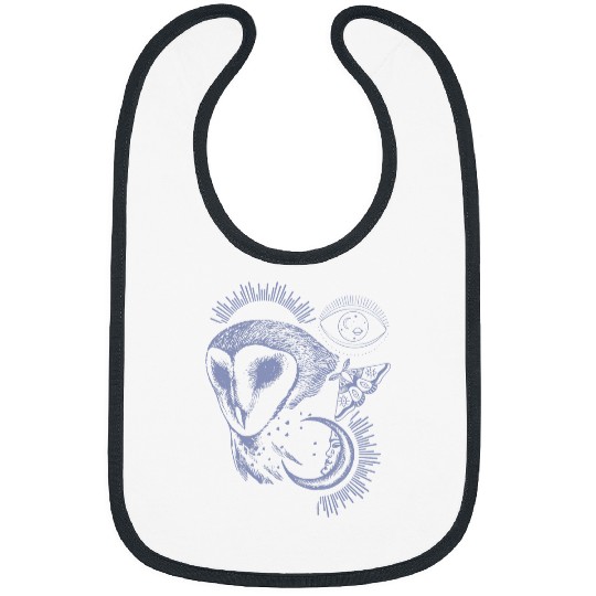 Barn Owl Moon Moth Wicca Esoteric Bibs