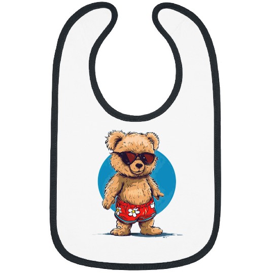 Bear Pet Cool Fun Teddy Bear in swimming trunks and Sunglasses Bibs