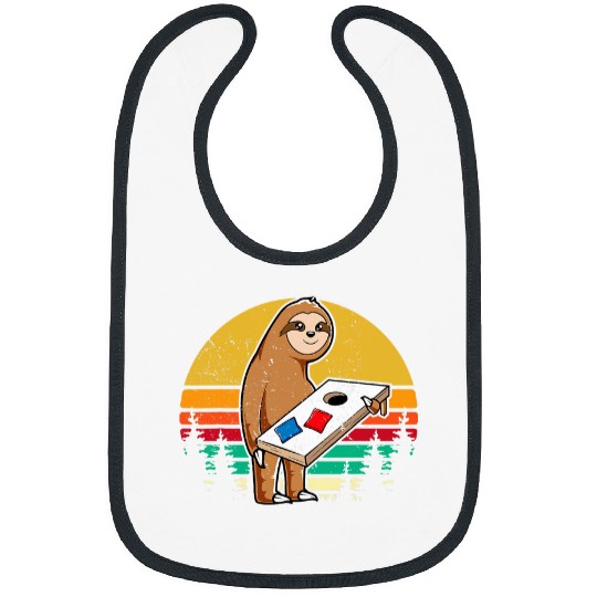 Sloth Pet Cute Corn Hole Sloth Lover Cornhole Toss Game Sloths Retro Bibs